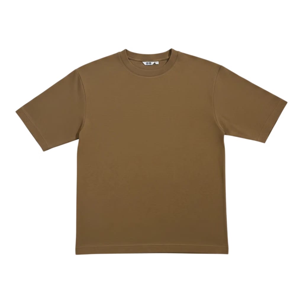 Uniqlo AIRism Cotton Oversized T-Shirt – Half Sleeve Brown