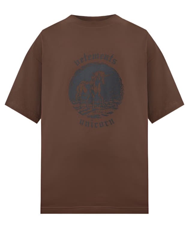 Vetements Double Unicorn T-Shirt Brown