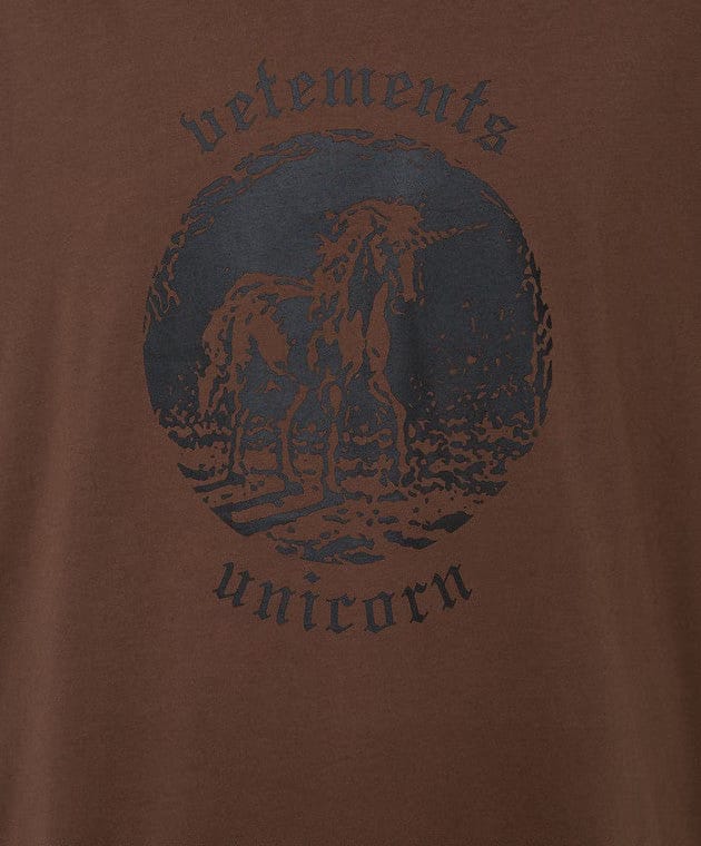 Vetements Double Unicorn T-Shirt Brown