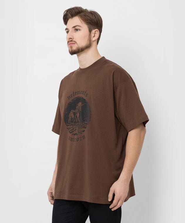Vetements Double Unicorn T-Shirt Brown