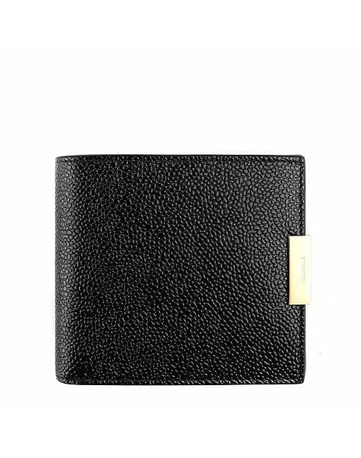 Thom Browne Billfold W/ Lock Detail In Pebble Grain Leather