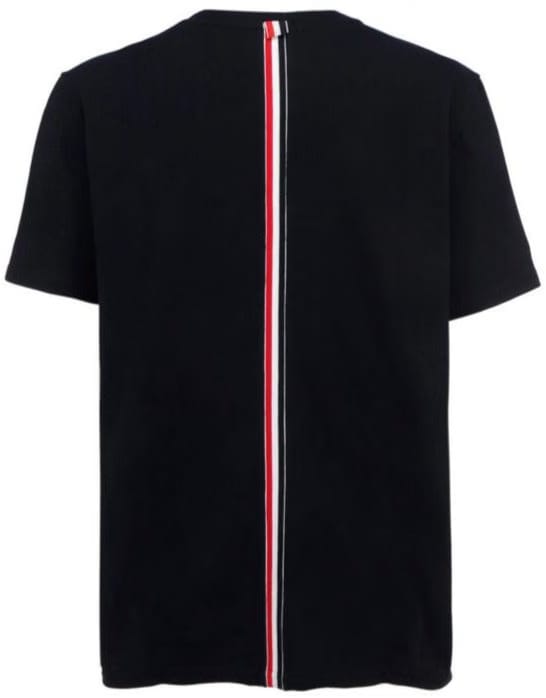 Thom Browne Navy Cotton Pique Center Back Stripe Relaxed Fit Tee