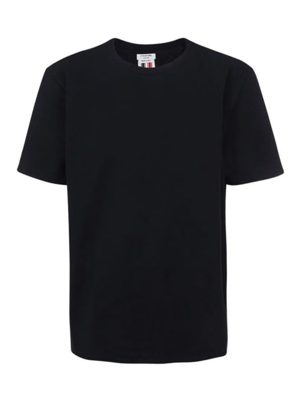 Thom Browne Navy Cotton Pique Center Back Stripe Relaxed Fit Tee