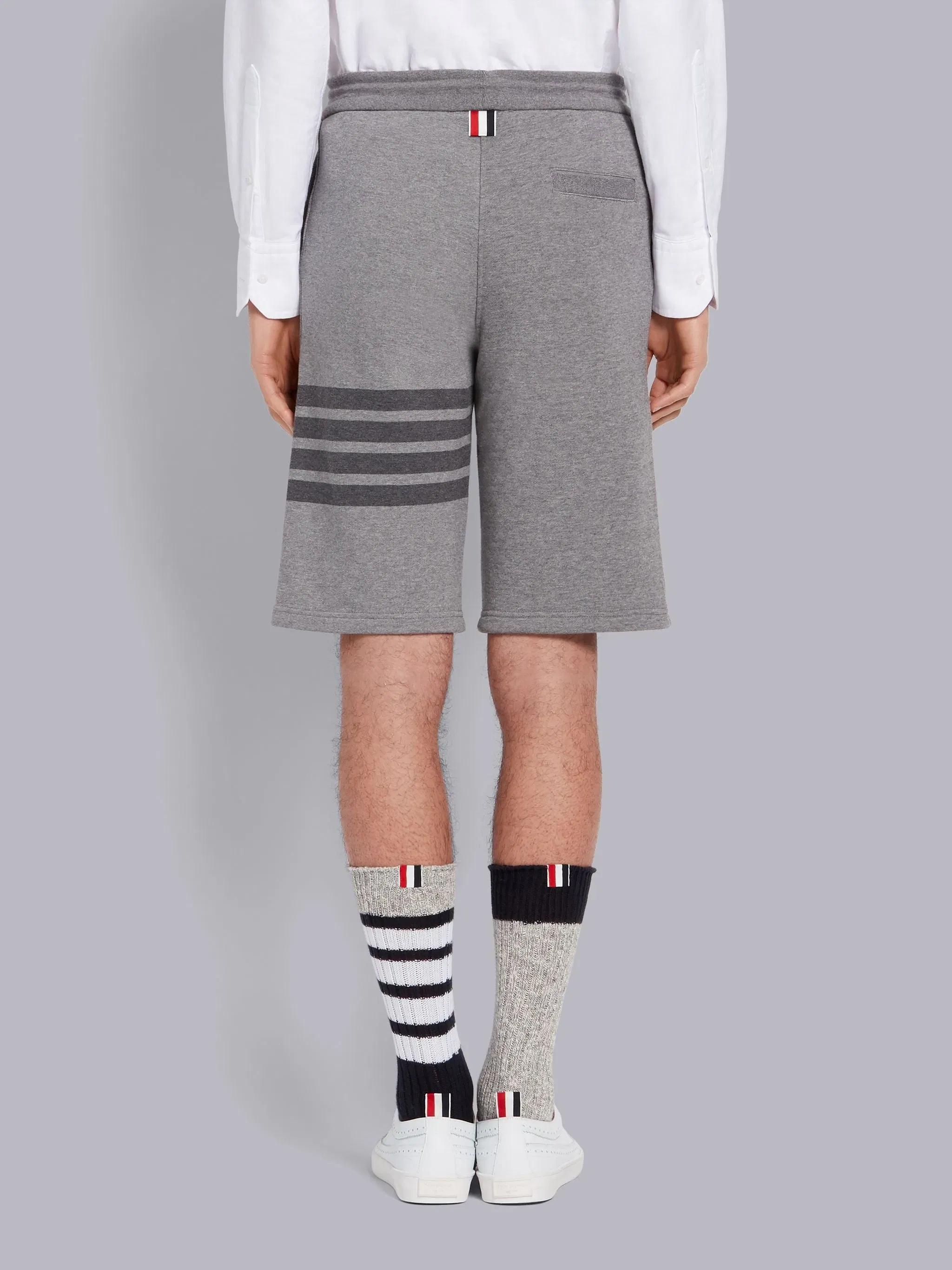 Thom Browne Grey Cotton Loopback Tonal 4-Bar Sweat Shorts