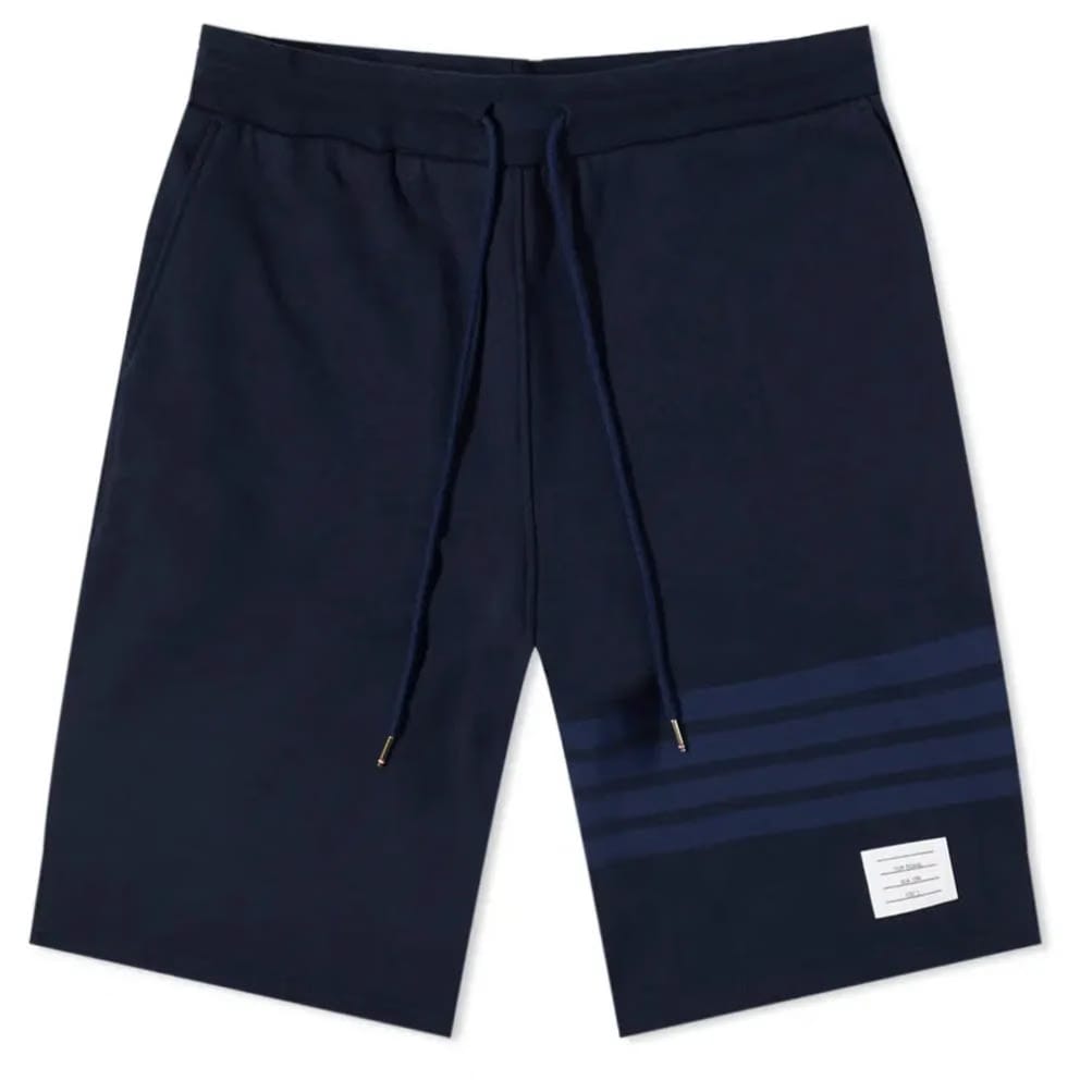 Thom Browne Navy Cotton Loopback Tonal 4-Bar Sweat Shorts