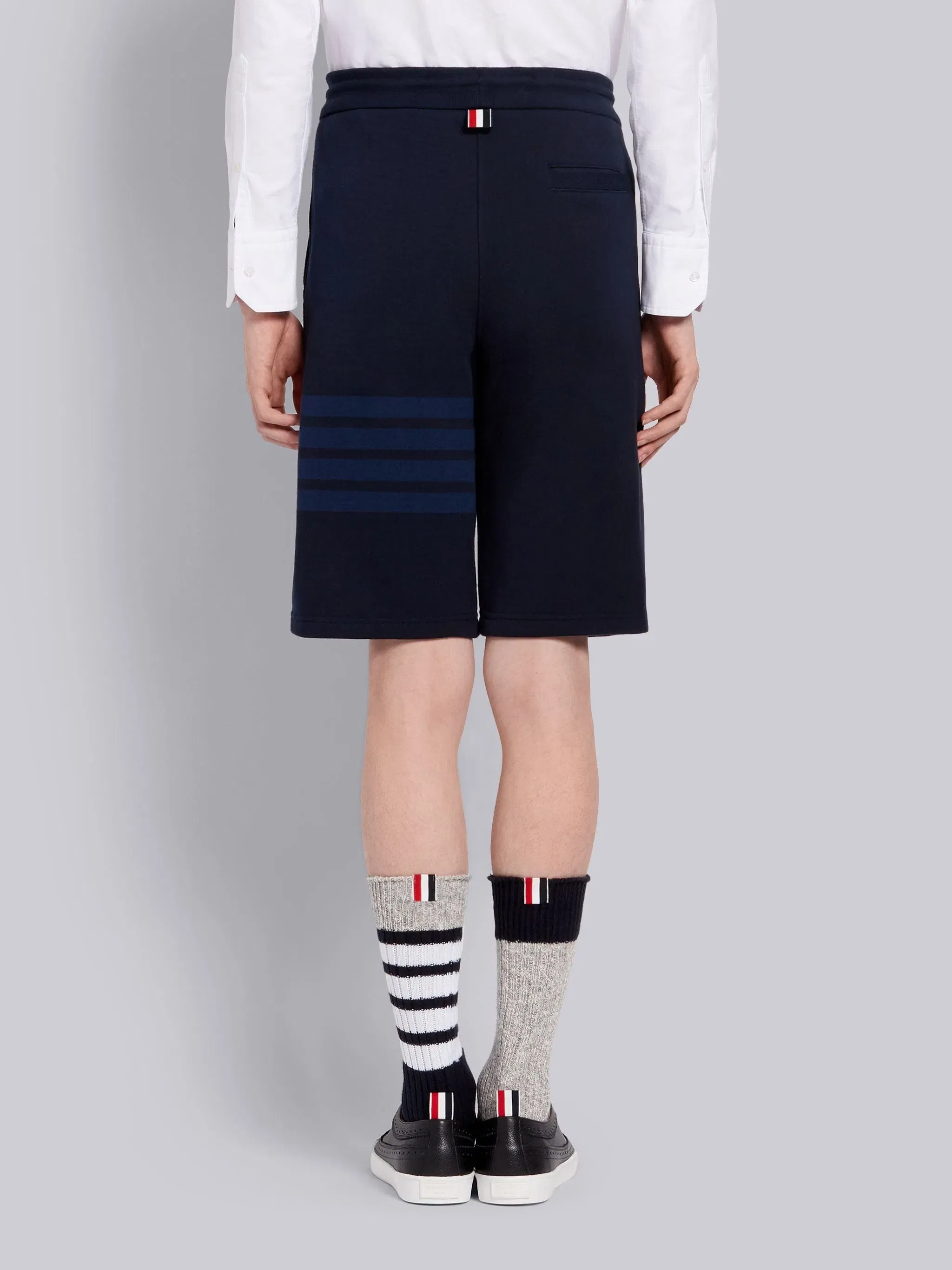Thom Browne Navy Cotton Loopback Tonal 4-Bar Sweat Shorts
