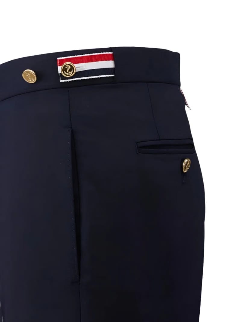 Thom Browne Navy Plain Weave Suiting 4-Bar Shorts