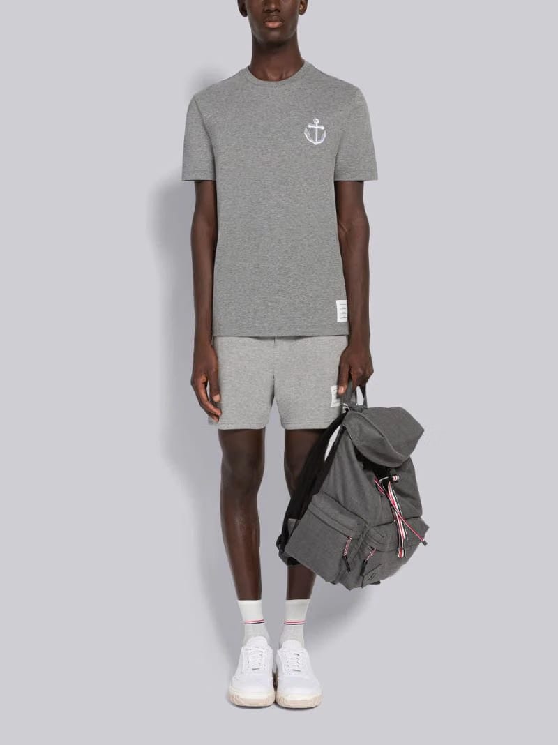 Thom Browne Short Sleeve T-Shirt With Anchor Icon Embroidery