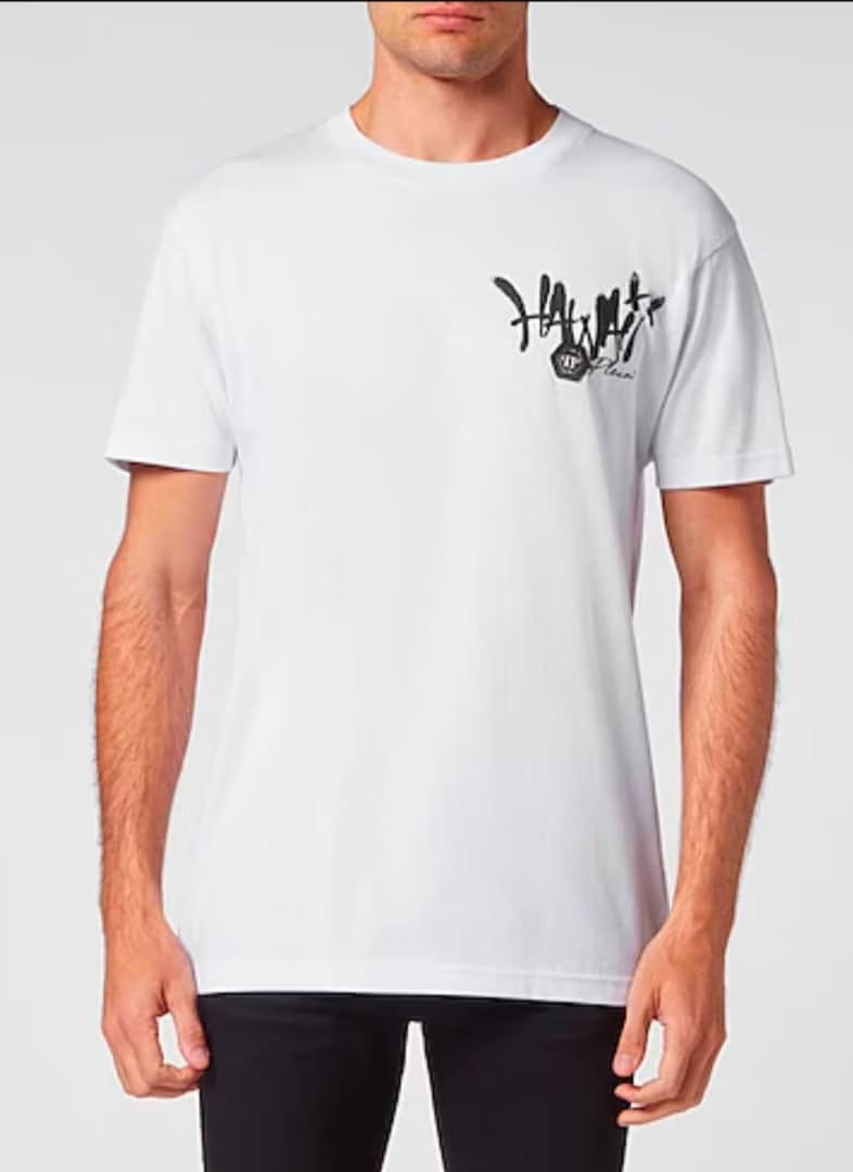Philipp Plein Hawaii Cotton Short-Sleeve White T-Shirt