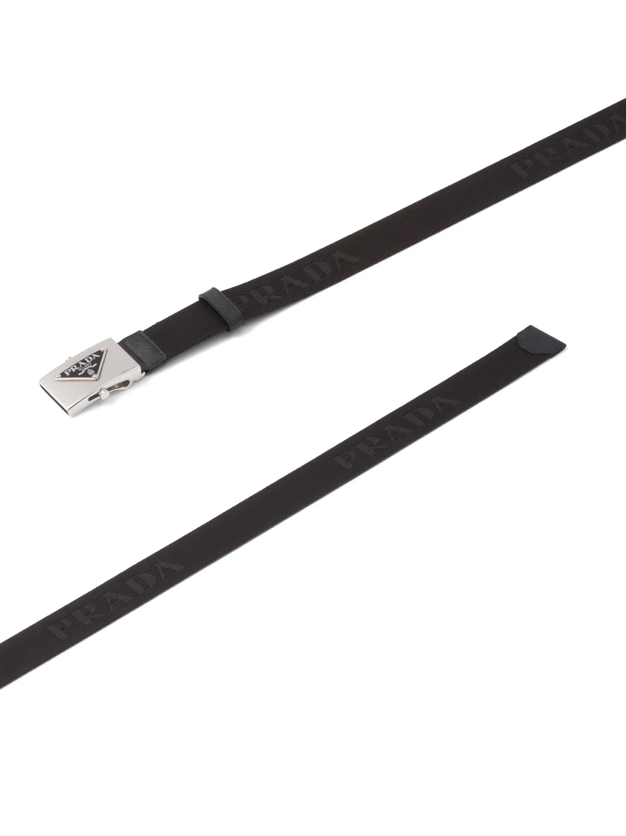 Prada Belts SS23 Prada Triangle Logo Plaque Buckle Belt Black