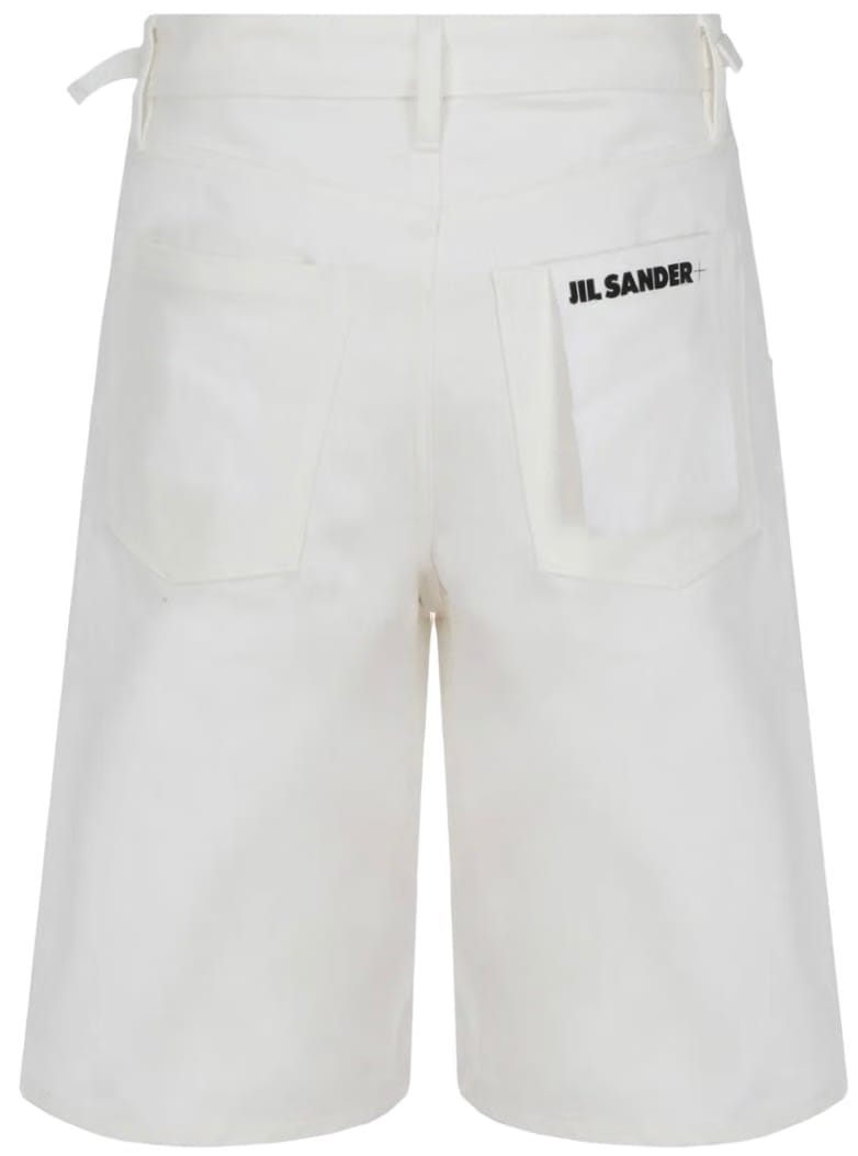 Jil Sander Logo Embroidered Denim Shorts White