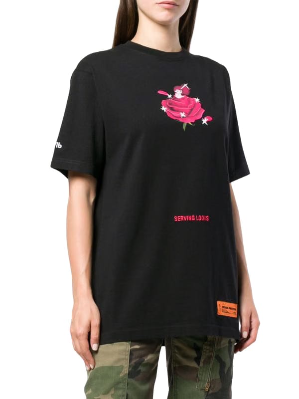 Heron Preston Serving Looking T-Shirt Black Fuchsia