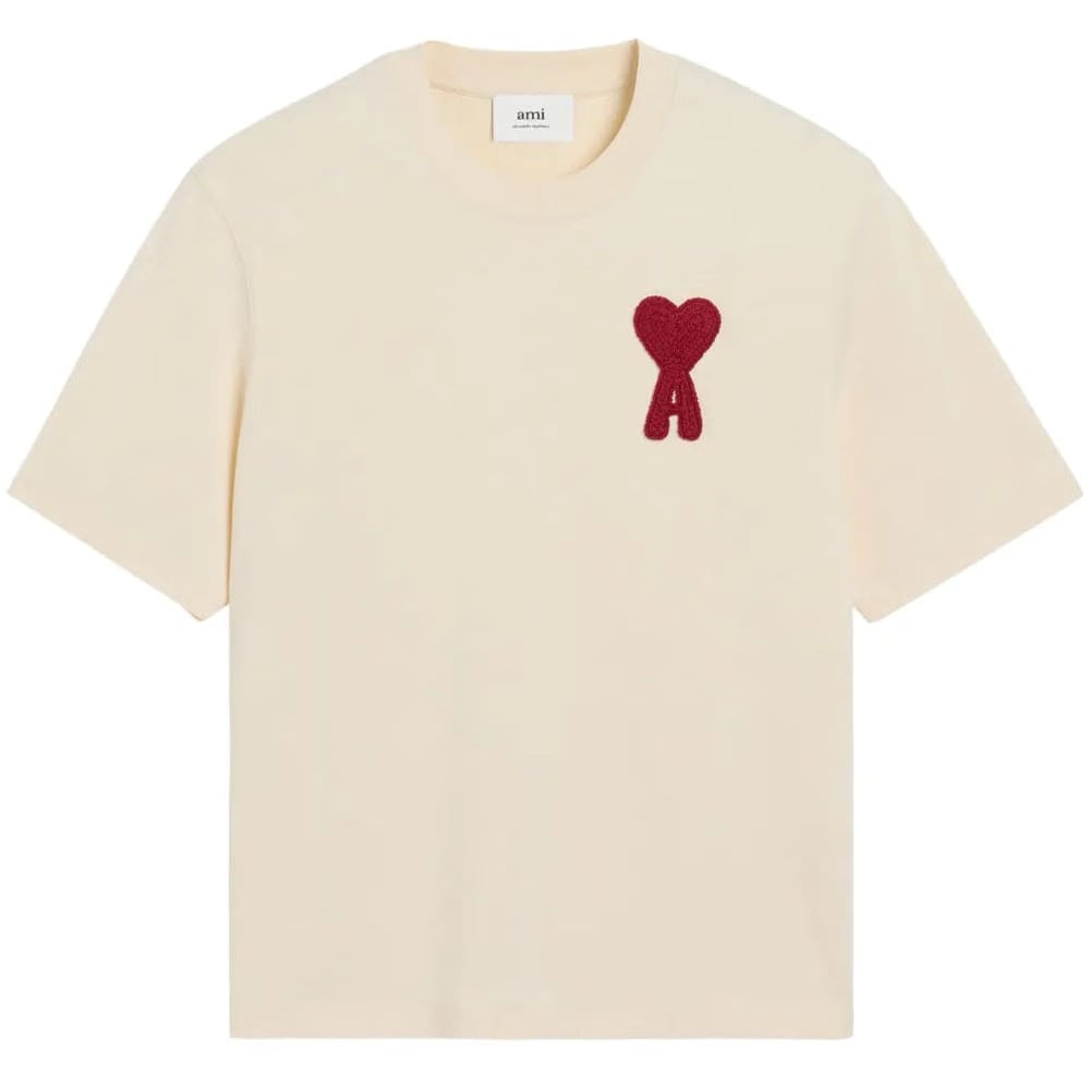 Ami Paris Ami De Coeur Patch T-Shirt ‘Beige’ (Red Heart)