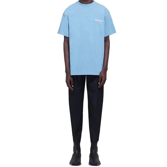 Balenciaga Political Campaign Logo T-Shirt Light Blue