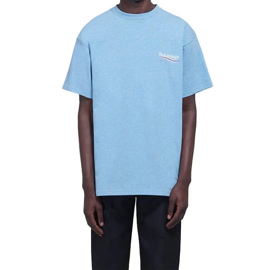 Balenciaga Political Campaign Logo T-Shirt Light Blue