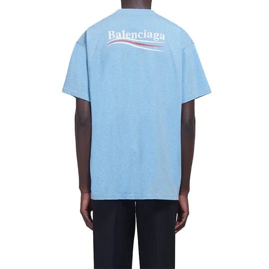 Balenciaga Political Campaign Logo T-Shirt Light Blue