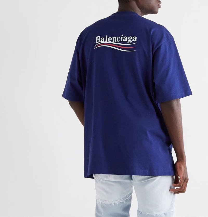Balenciaga Political Campaign Logo T-Shirt Blue