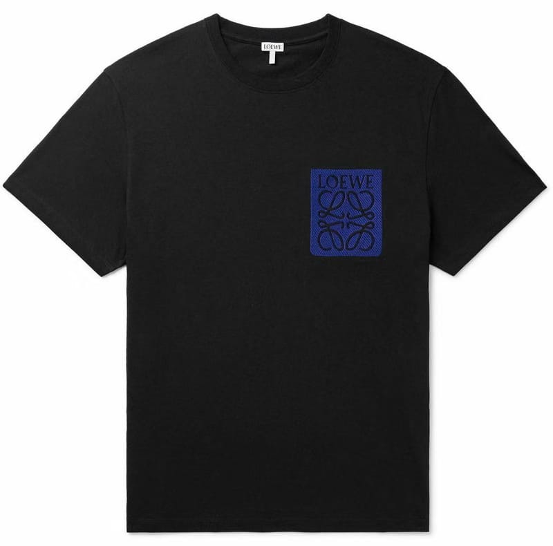 Loewe Blue Anagram on Black T-Shirt Relaxed Fit