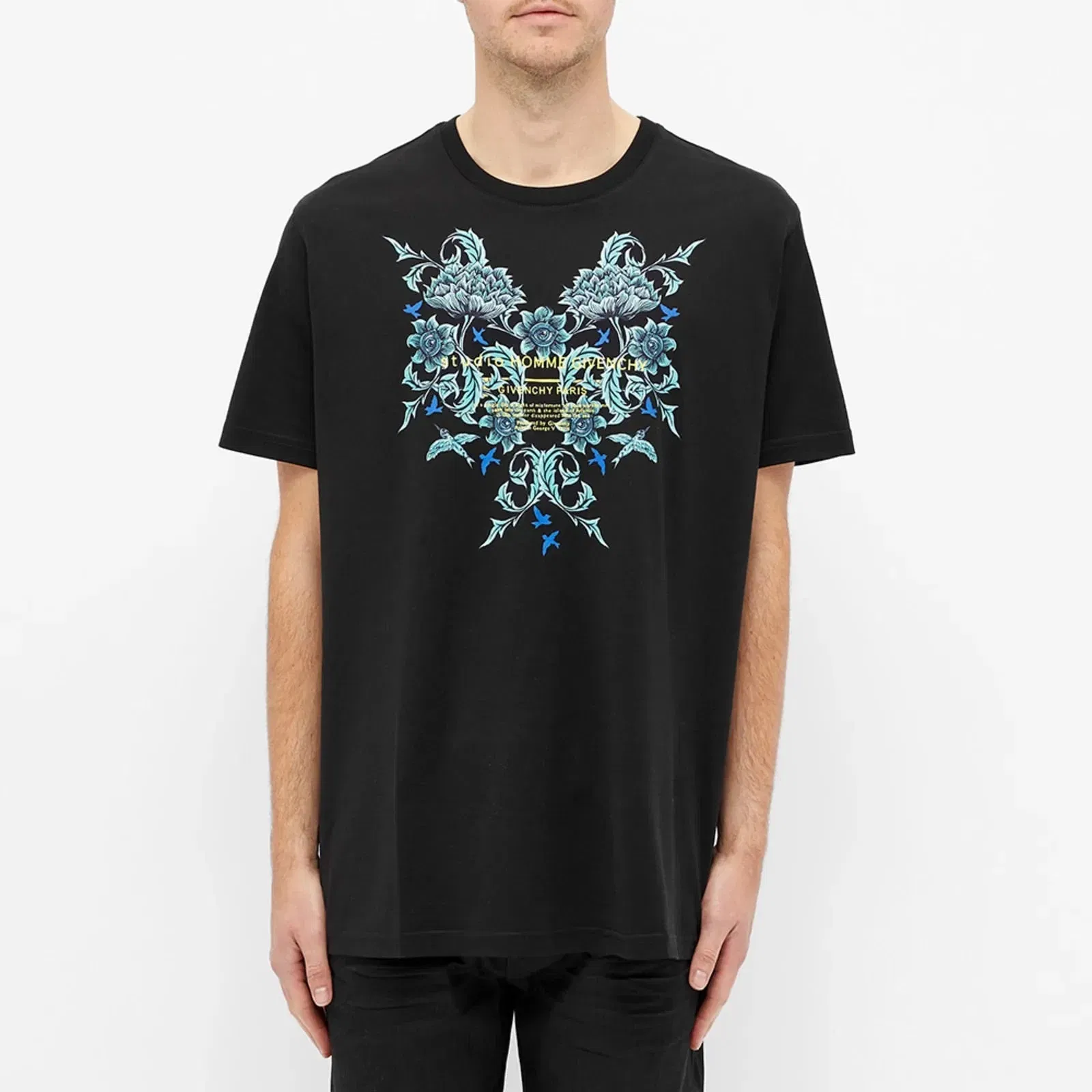 Givenchy Studio Homme Floral Printed T-Shirt Black Regular Fit