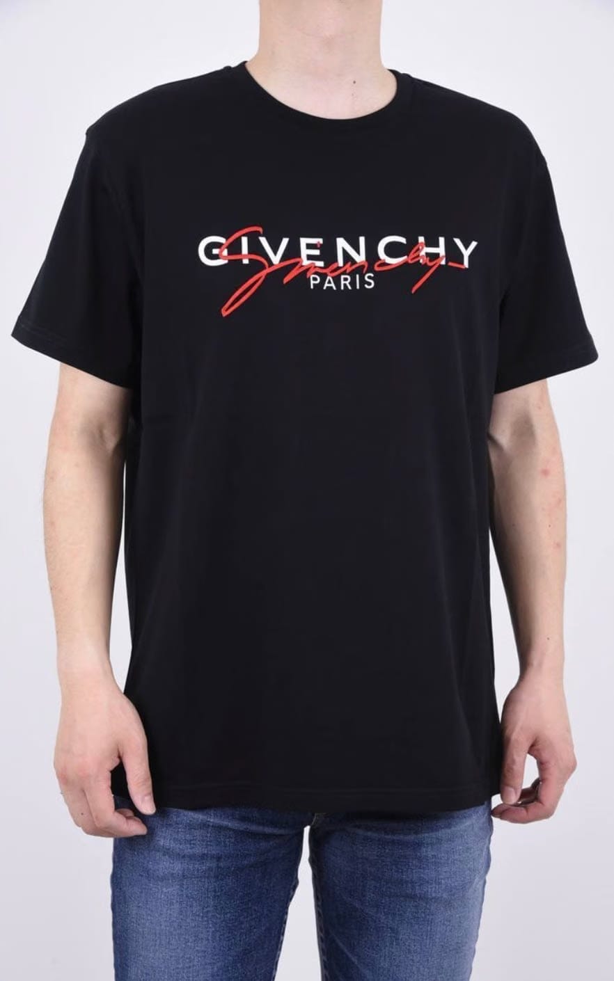 Givenchy Red Embroidery T-Shirt Black Regular Fit