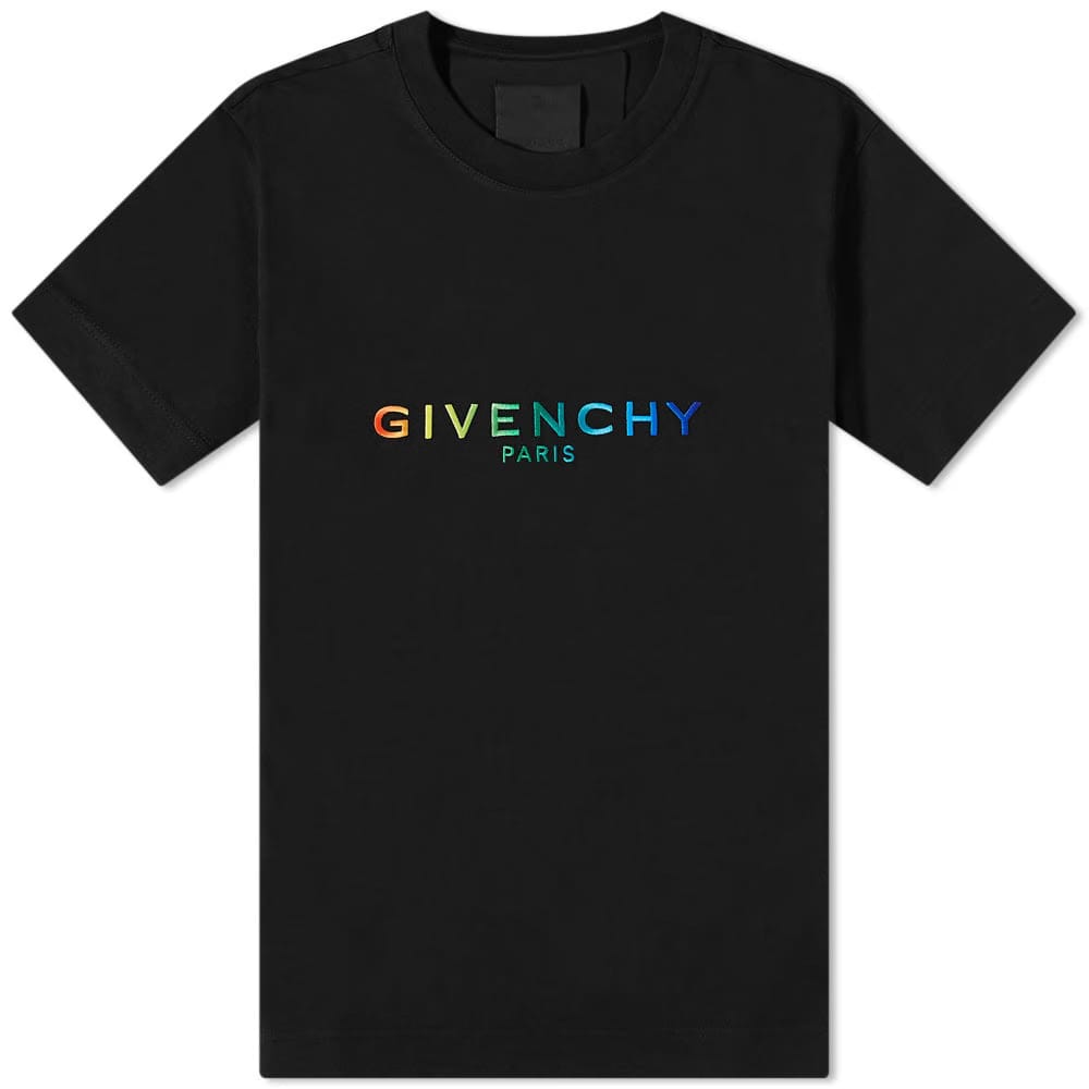 Givenchy Multicoloured Embroidered Logo T-Shirt Black Slim Fit