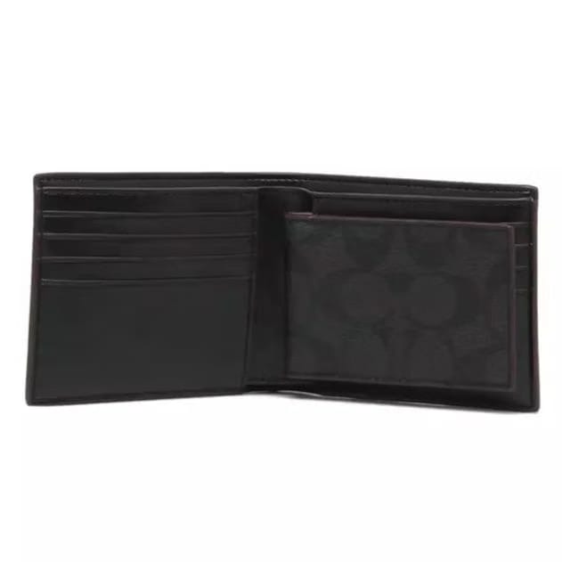 Coach Compact ID Wallet in Signature Crossgrain Leather Black