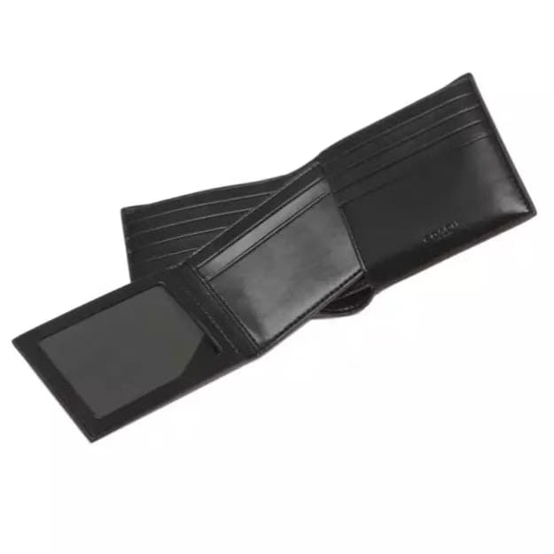 Coach Compact ID Wallet in Signature Crossgrain Leather Black