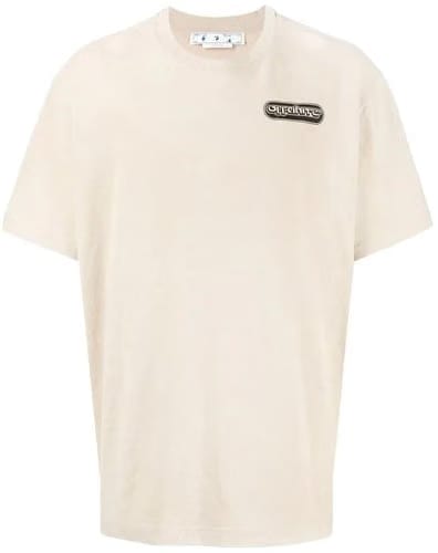 Off-White Warrior Logo Print Oversized Dark Sand T-Shirt