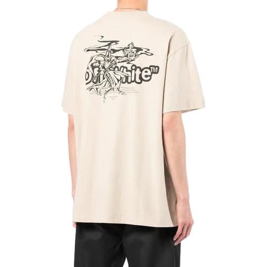 Off-White Warrior Logo Print Oversized Dark Sand T-Shirt