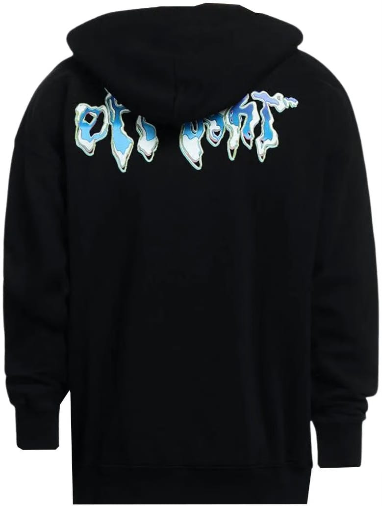 Off-White Blue 90's Liquid Extra Long Hoodie Black Blue