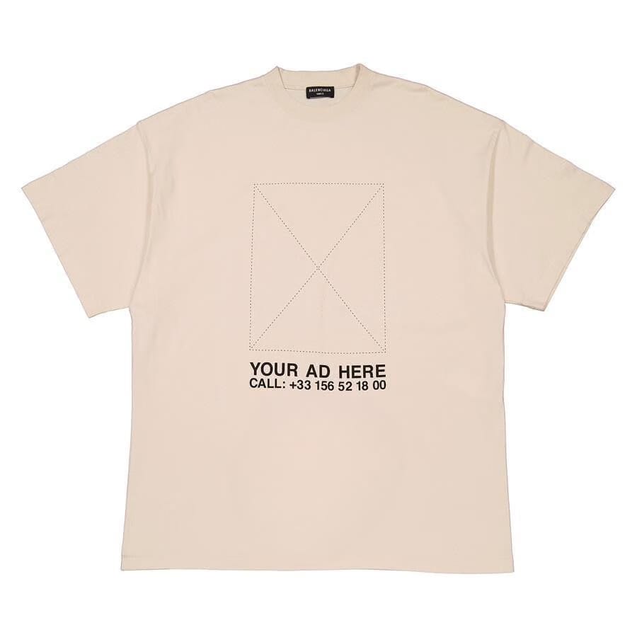Balenciaga Your Ad Here Chalky White Oversized Logo Cotton T-Shirt