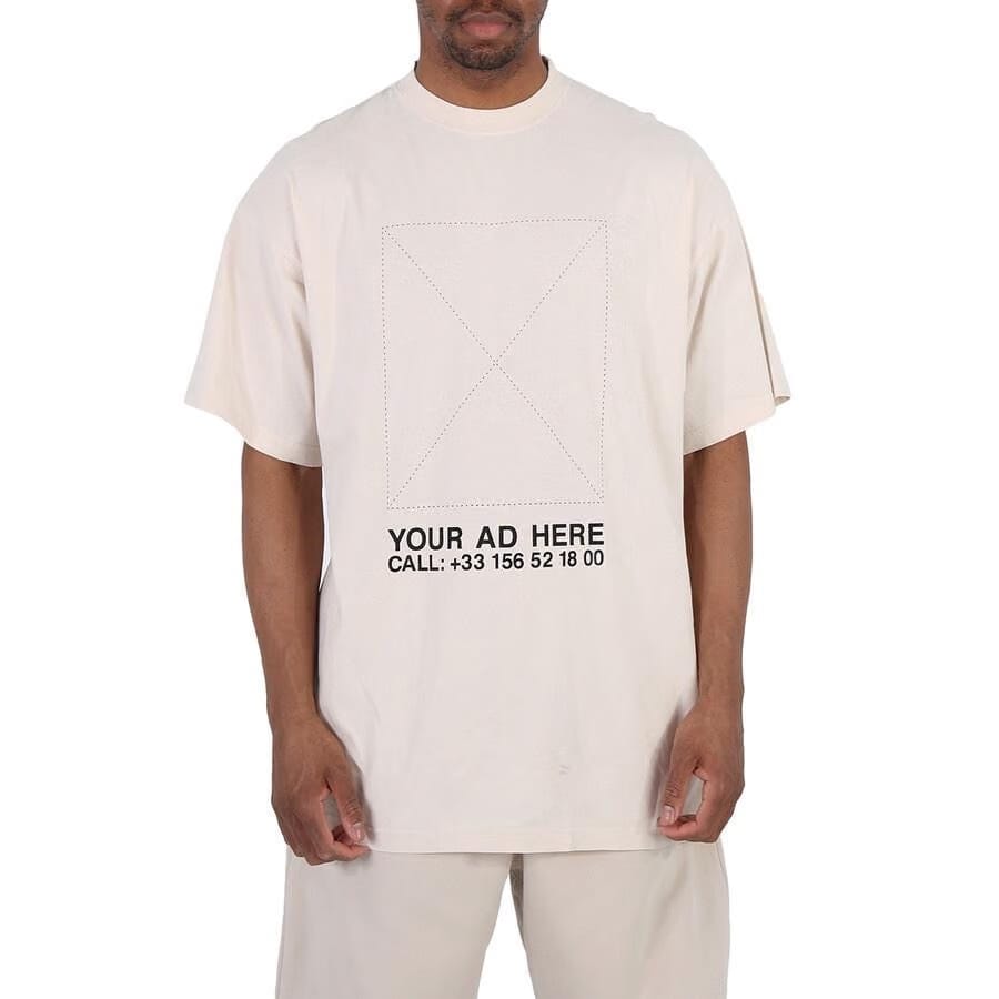Balenciaga Your Ad Here Chalky White Oversized Logo Cotton T-Shirt