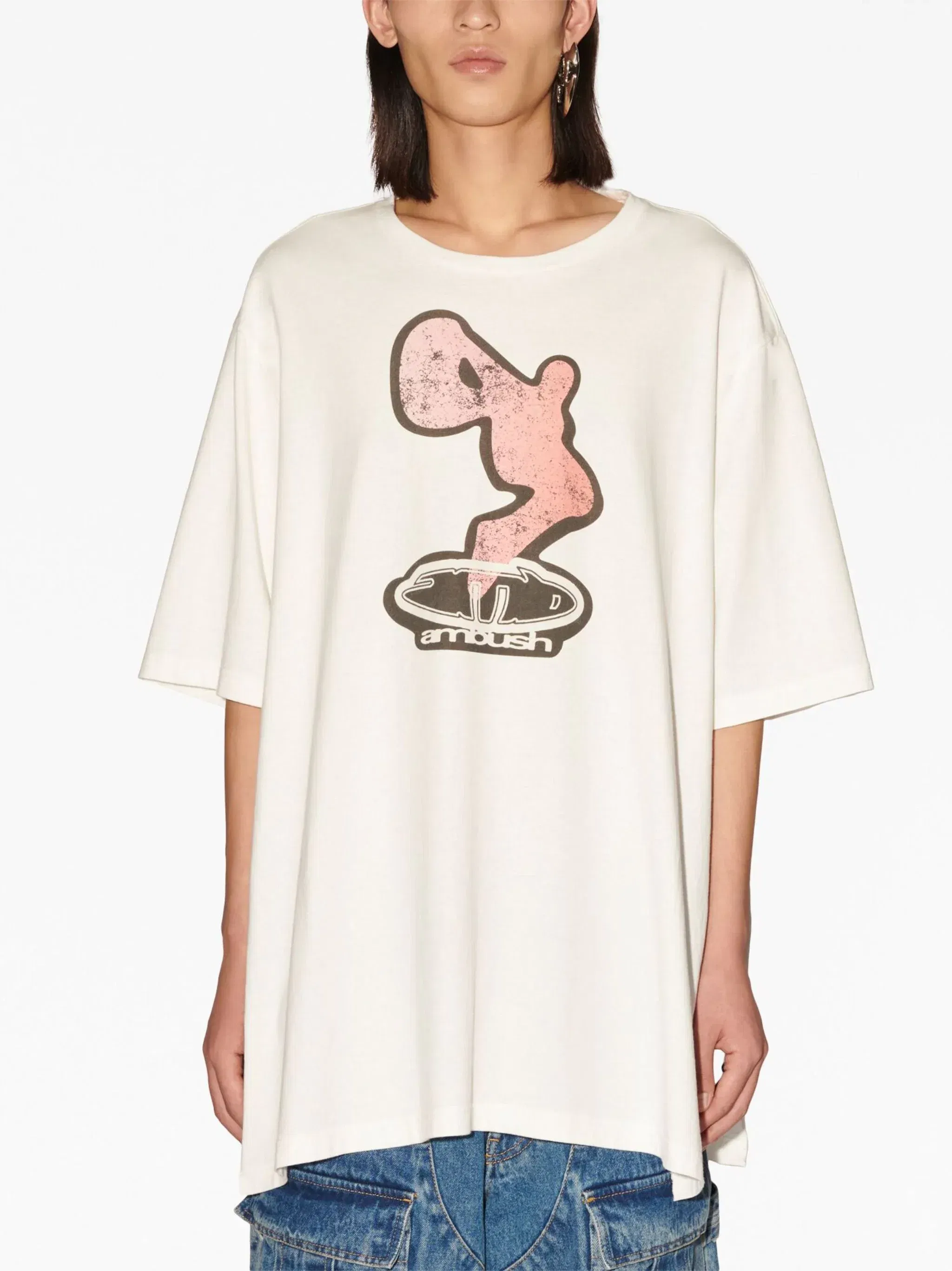 AMBUSH Side Splits Graphic T-Shirt Blanc De Black