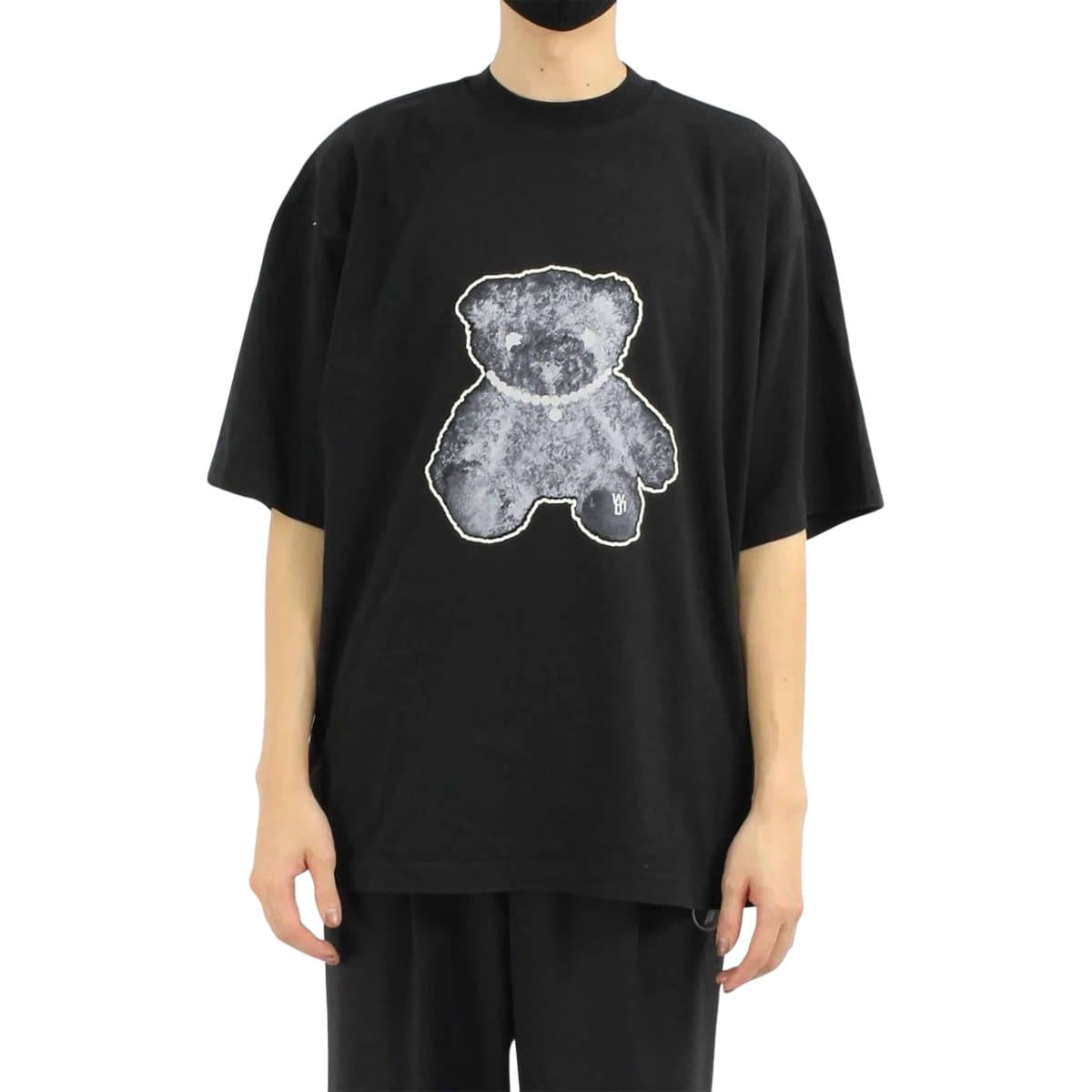 We11done Pearl Necklace Teddy T-Shirt Black