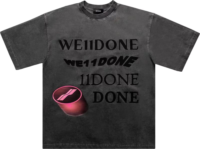 We11done Washed Logo T-Shirt Charcoal
