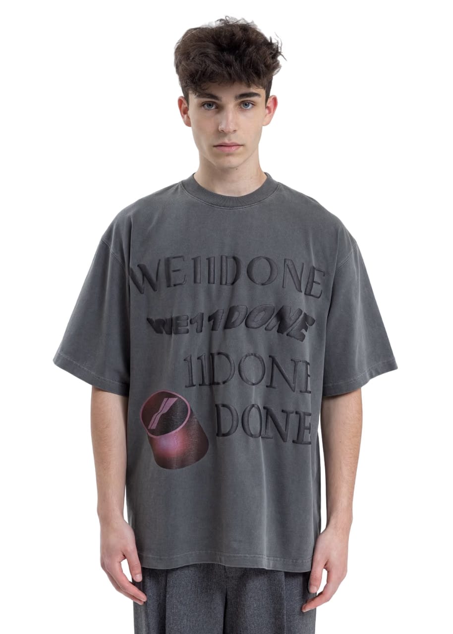 We11done Washed Logo T-Shirt Charcoal