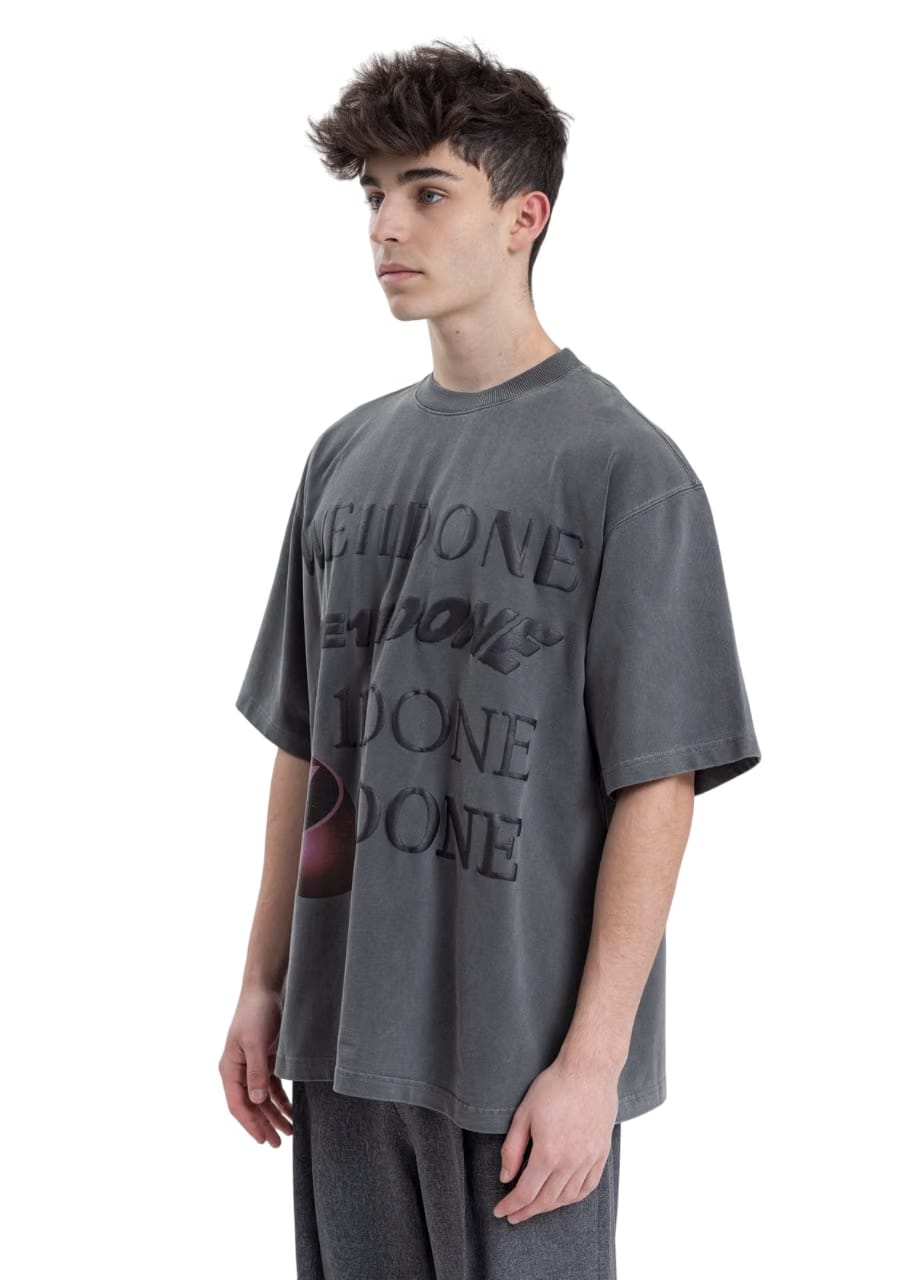 We11done Washed Logo T-Shirt Charcoal