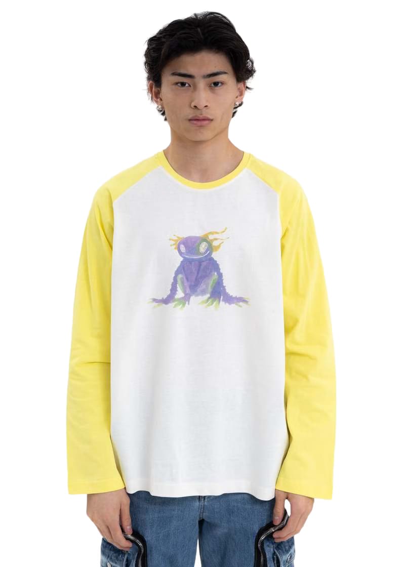 We11done Yellow Monster Long Sleeve Raglan T-Shirt