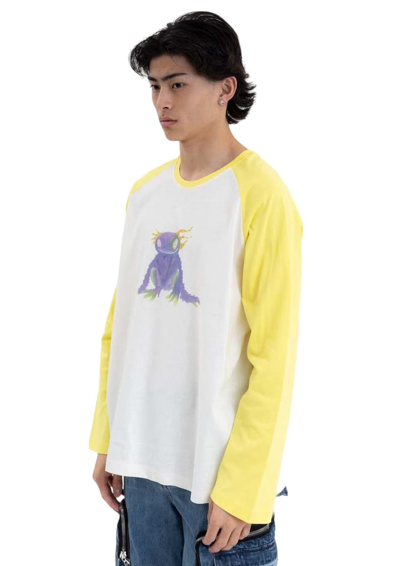 We11done Yellow Monster Long Sleeve Raglan T-Shirt