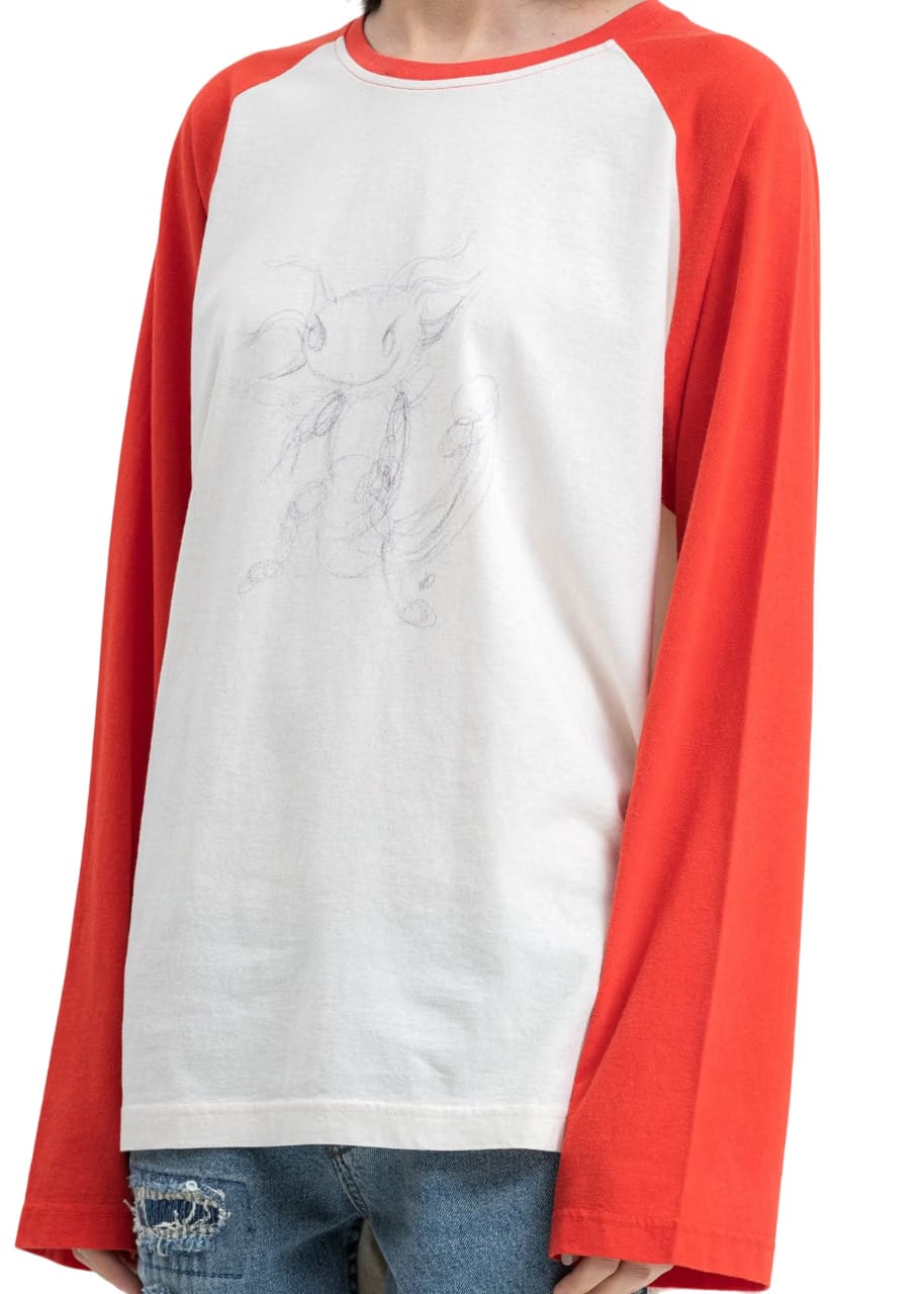 We11done Red Monster Long Sleeve Raglan T-Shirt
