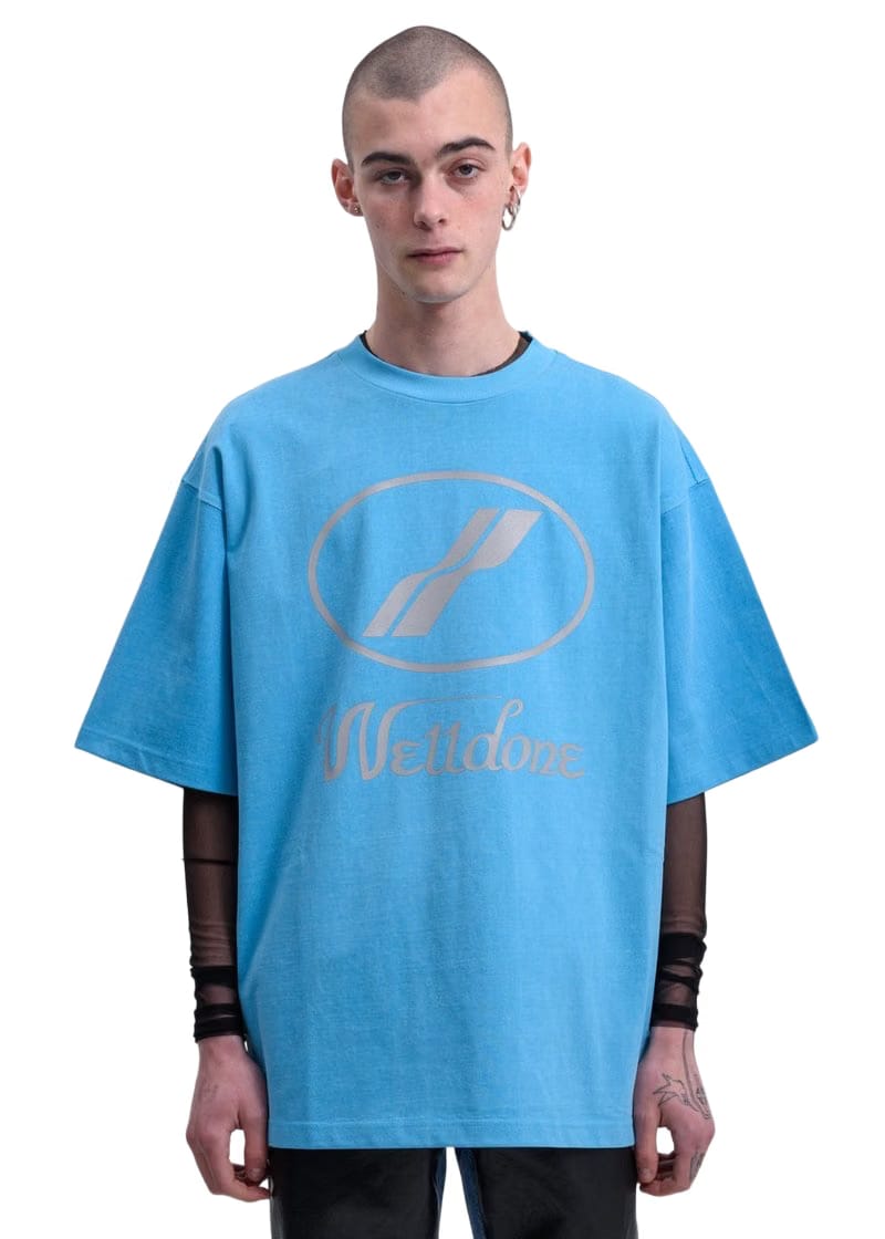 We11done Logo T-Shirt Neon Blue