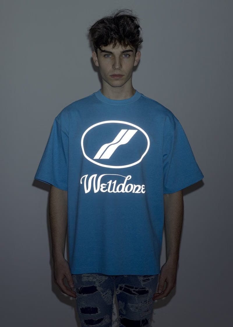 We11done Logo T-Shirt Neon Blue