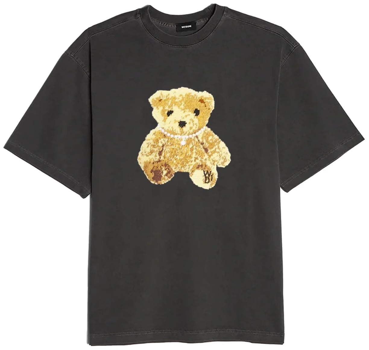 We11done Embroidered Teddy T-Shirt Charcoal