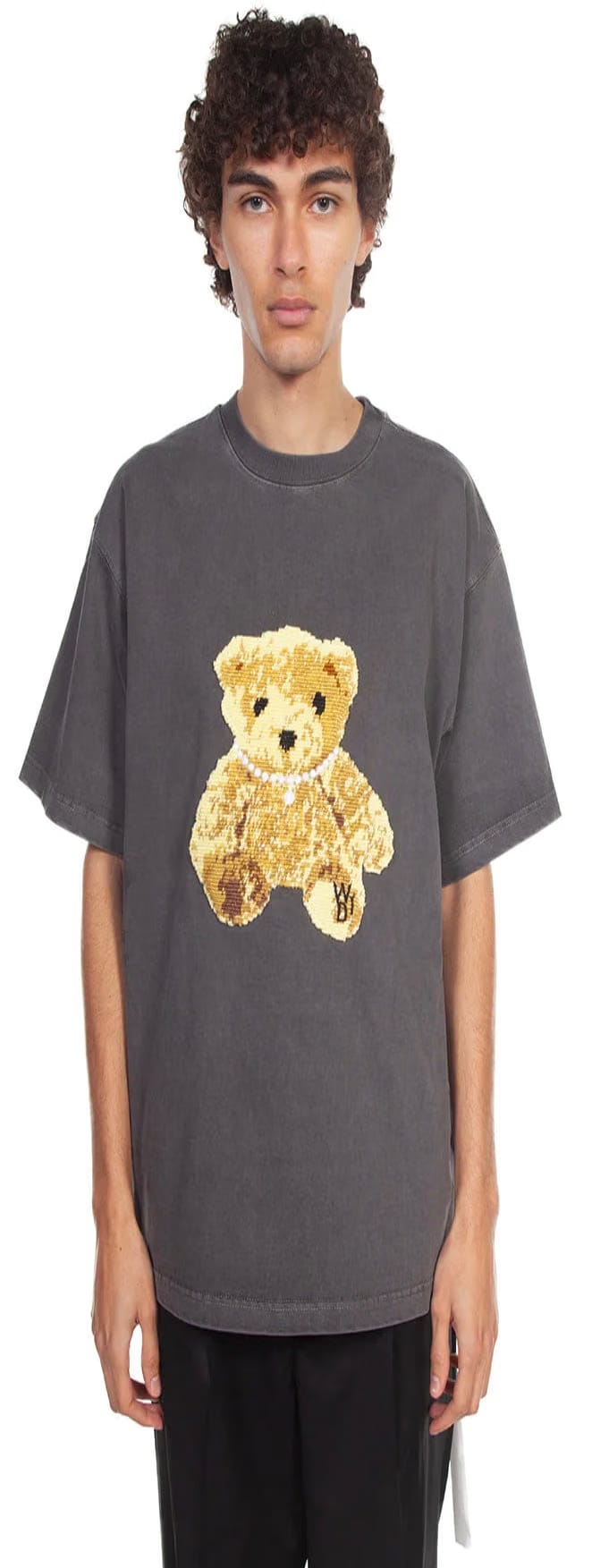We11done Embroidered Teddy T-Shirt Charcoal