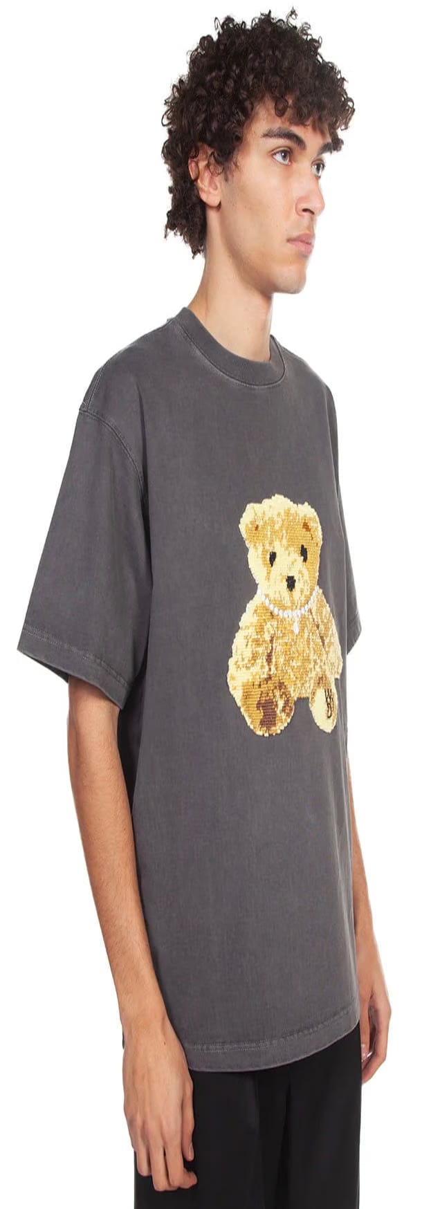 We11done Embroidered Teddy T-Shirt Charcoal