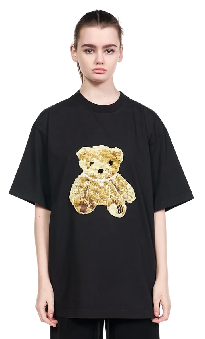 We11done Embroidered Teddy T-Shirt Black