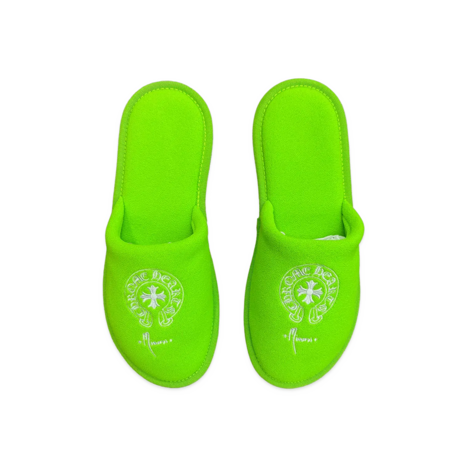 Chrome Hearts Hotel Slippers Neon Green