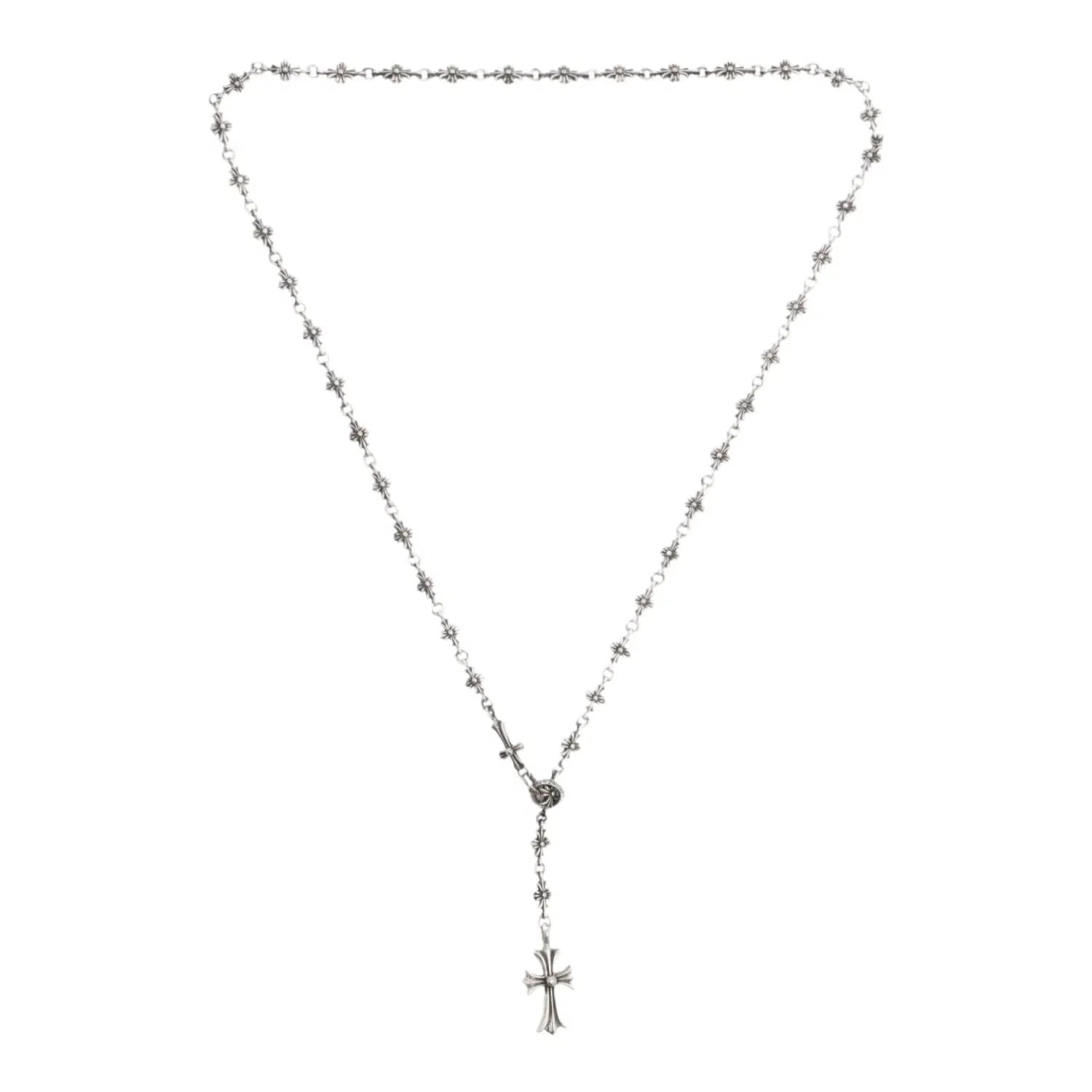 Chrome Hearts Silver Tiny E Rosary Necklace