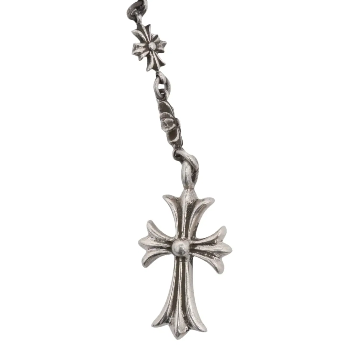 Chrome Hearts Silver Tiny E Rosary Necklace