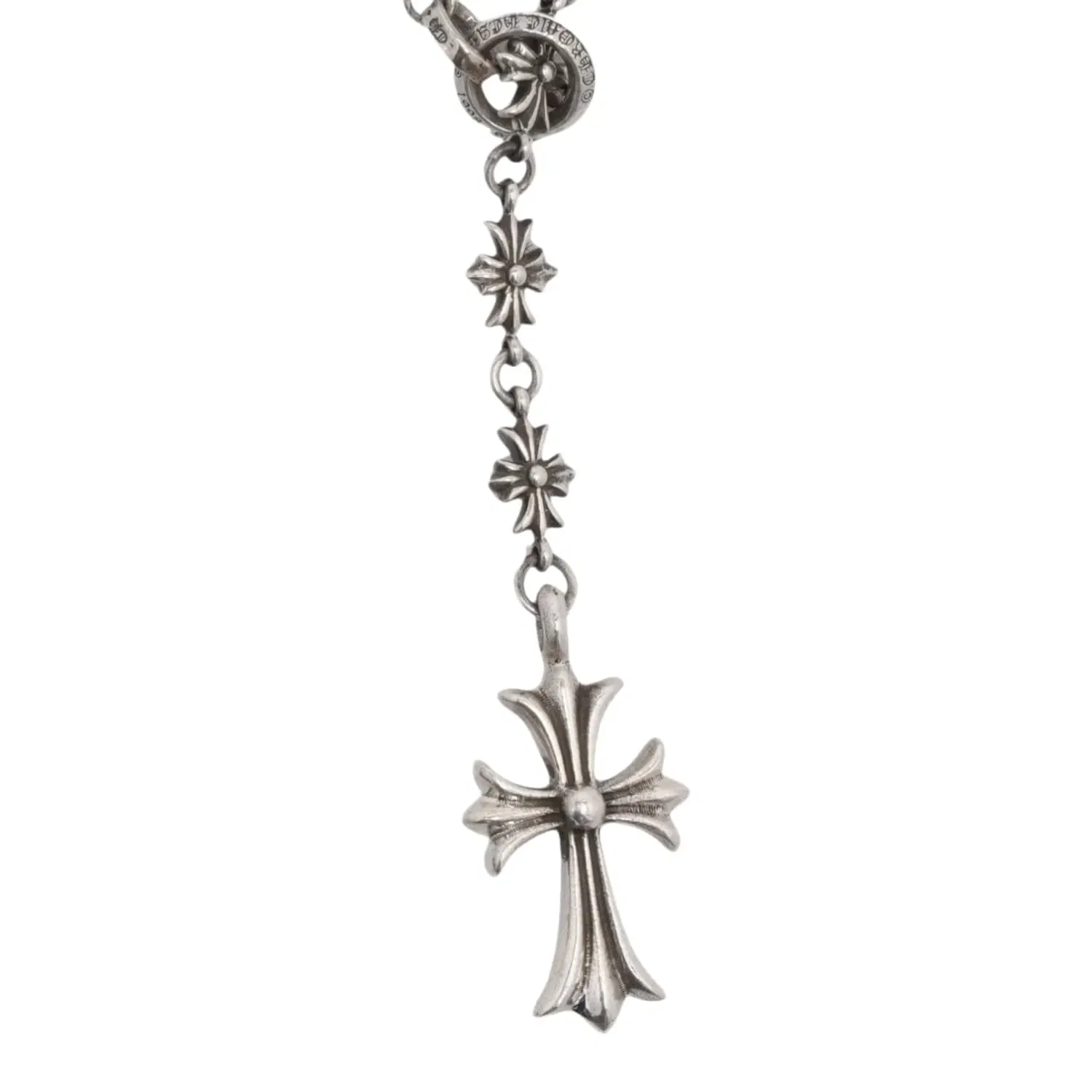 Chrome Hearts Silver Tiny E Rosary Necklace